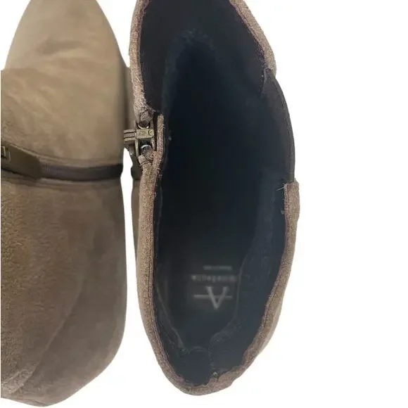 Aquatalia Suede Heeled Zip Ankle Boots Taupe Made in Italy Size US 10 - Picture 10 of 13